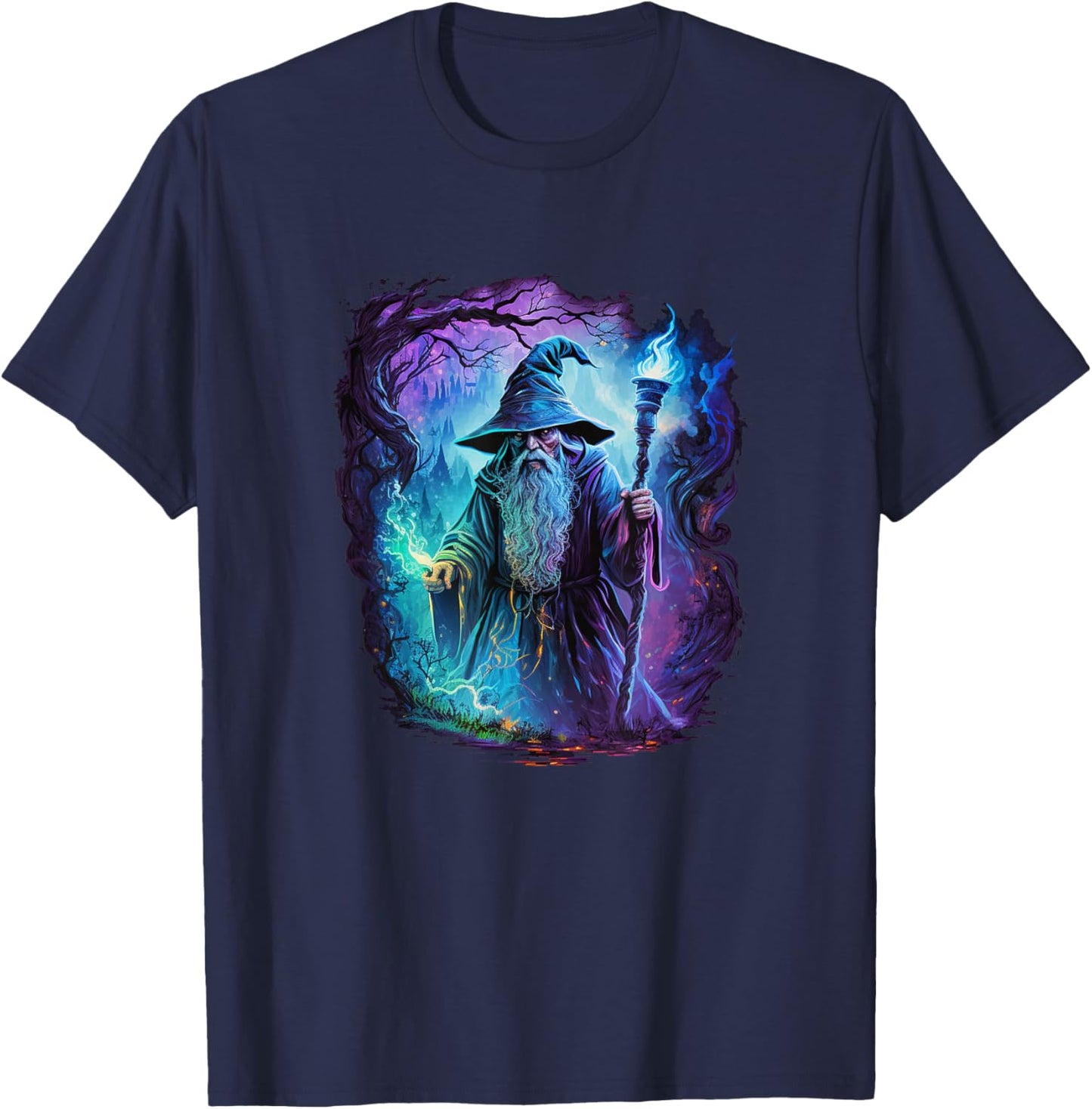Retro Magical Wizard Fantasy T-Shirt - T-Shirt | Navy