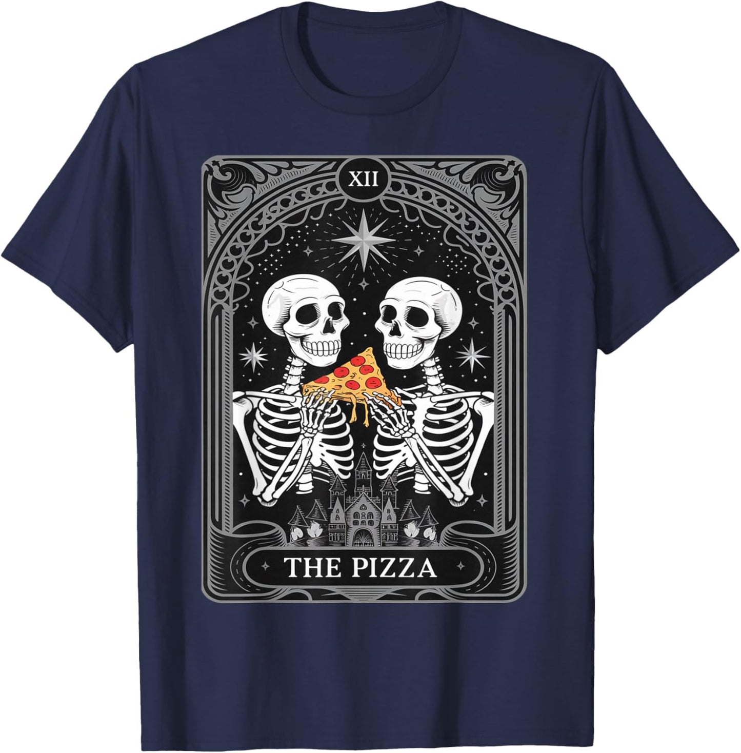 The Pizza Vintage Pizza Slice Tarot Card T-Shirt - T-Shirt | Navy