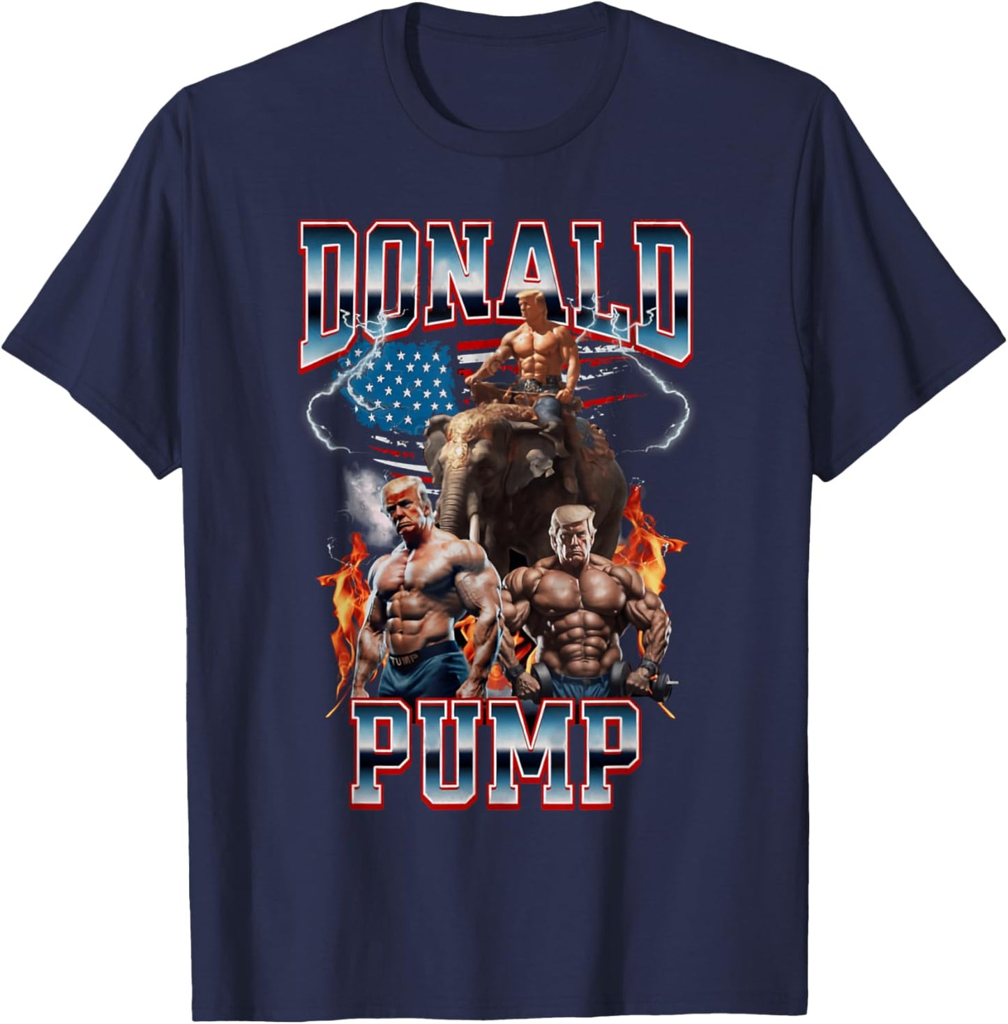Donald Pump Vintage Gym Trump Meme T-Shirt - T-Shirt | Navy