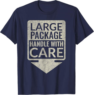 Large Package Handle With Care - Distressed aged look T-Shirt - T-Shirt | Navy