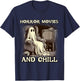 Horror Movies and Chill Halloween Ghost popcorn Spooky T-Shirt - T-Shirt | Navy