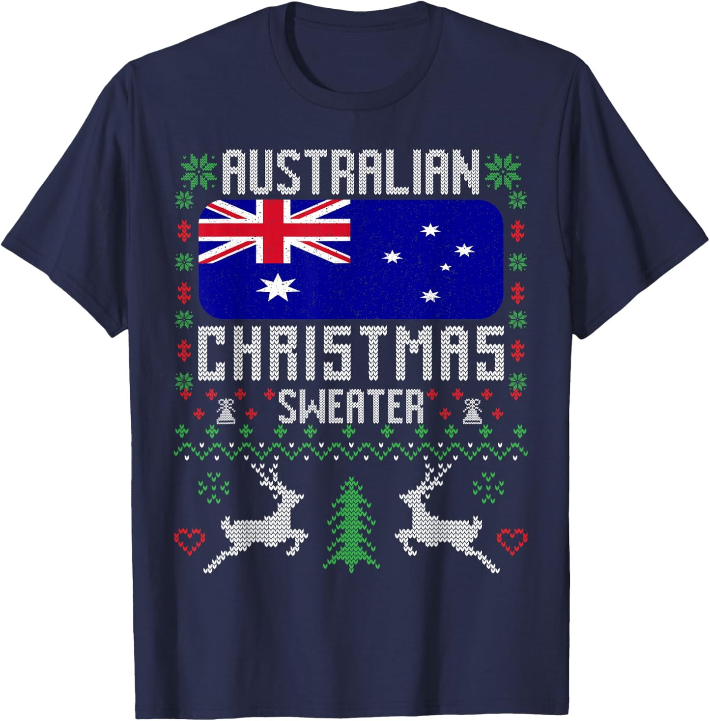 Australia Flag Australian Christmas Sweater T-Shirt - T-Shirt | Navy