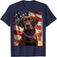 American Flag 4th of July Dog American Chocolate Labrador T-Shirt - T-Shirt | Navy