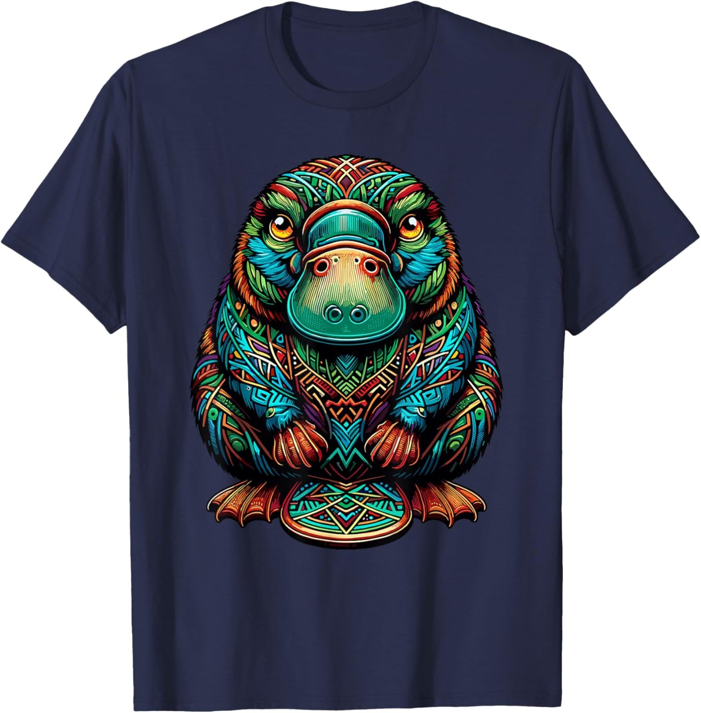 Mandala Art Platypus Platypuses Duckbill T-Shirt - T-Shirt | Navy