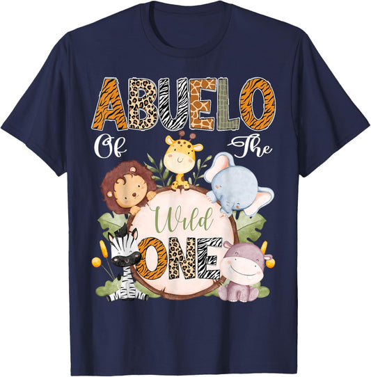Abuelo Of The Wild One 1St Birthday Safari Woodland T-Shirt - T-Shirt | Navy