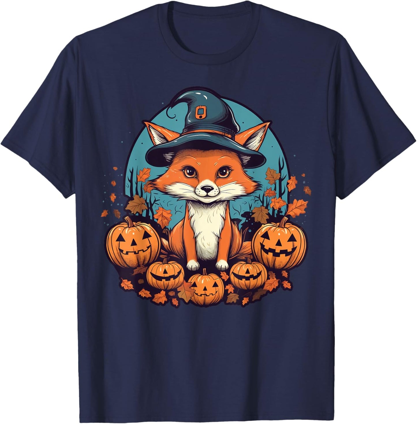 Pumpkin Fox costume on Fox Halloween T-Shirt - T-Shirt | Navy