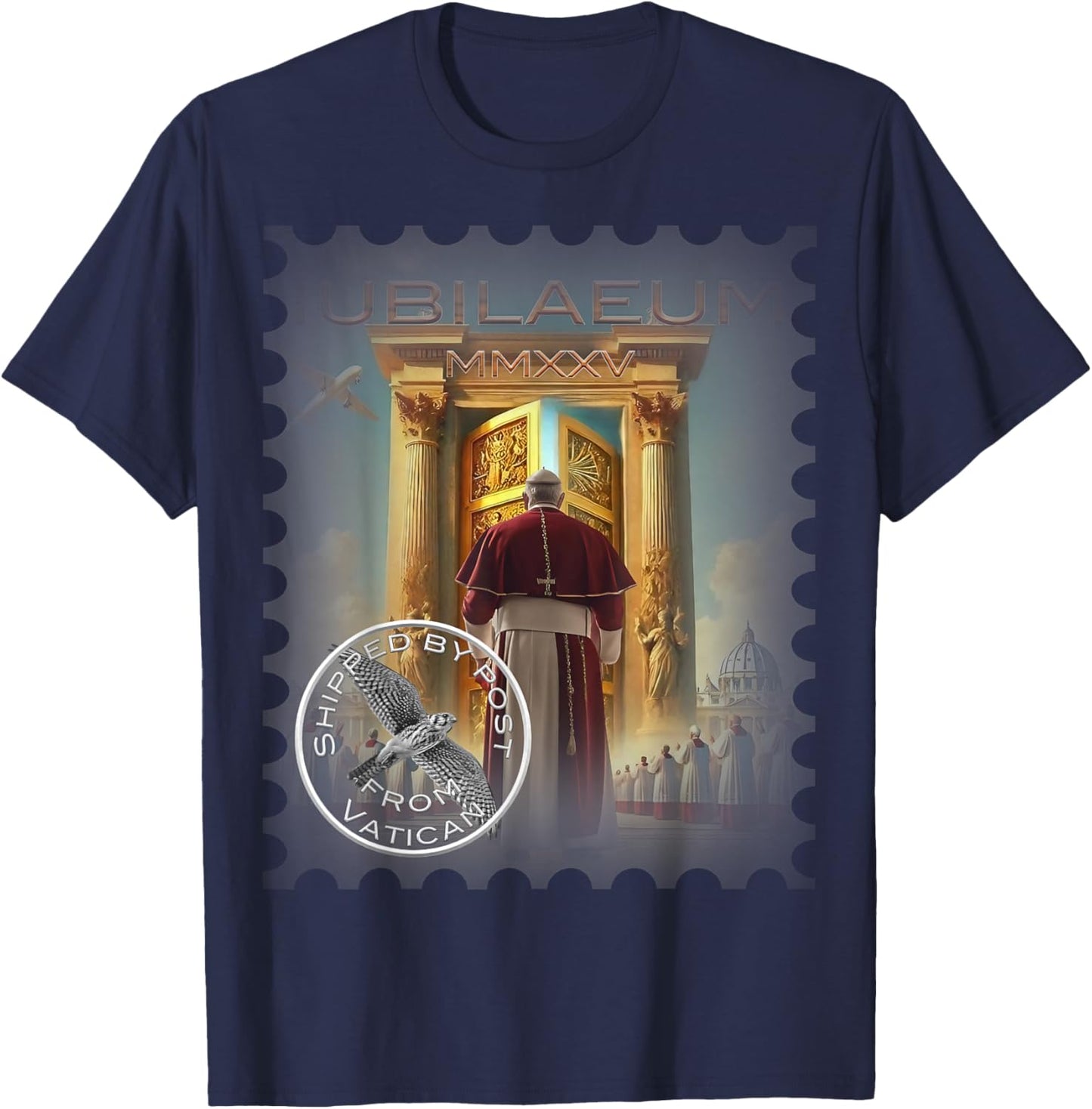 Jubilee 2025, Vatican, a travel souvenir, a Gift. T-Shirt - T-Shirt | Navy