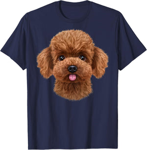 Apricot Toy Poodle Dog Face T-Shirt - T-Shirt | Navy