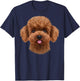 Apricot Toy Poodle Dog Face T-Shirt - T-Shirt | Navy