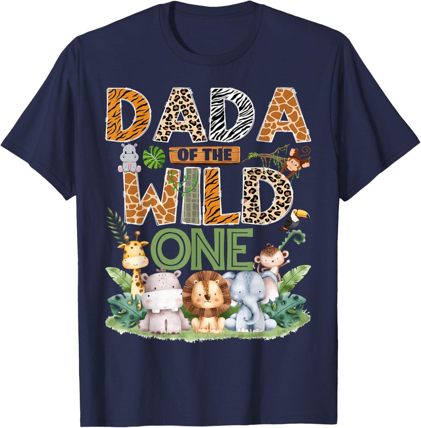 Dada of The Wild One Safari Jungle 1st Birthday Boy T-Shirt - T-Shirt | Navy