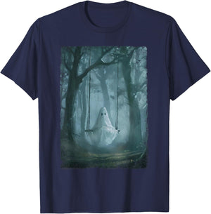 Ghost On The Swing Spooky Gothic Academia Halloween Goth T-Shirt - T-Shirt | Navy