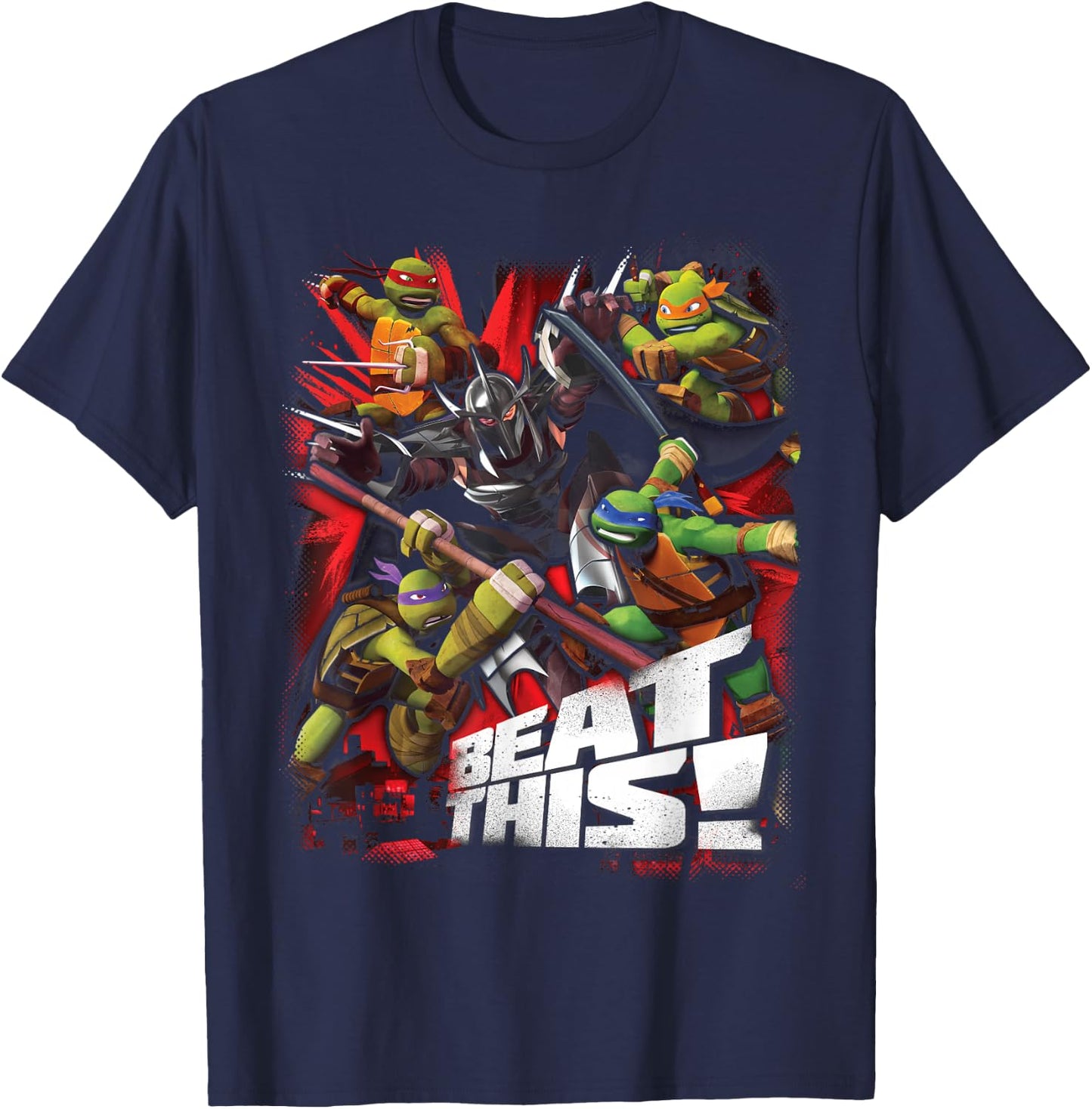 TMNT Beat This Group Fight Shot T-Shirt - T-Shirt | Navy
