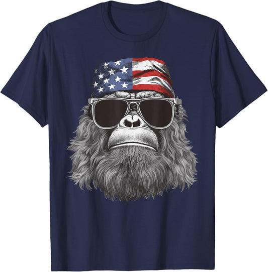 Bigfoot 4th of July American USA Flag Patriotic Kids T-Shirt - T-Shirt | Navy