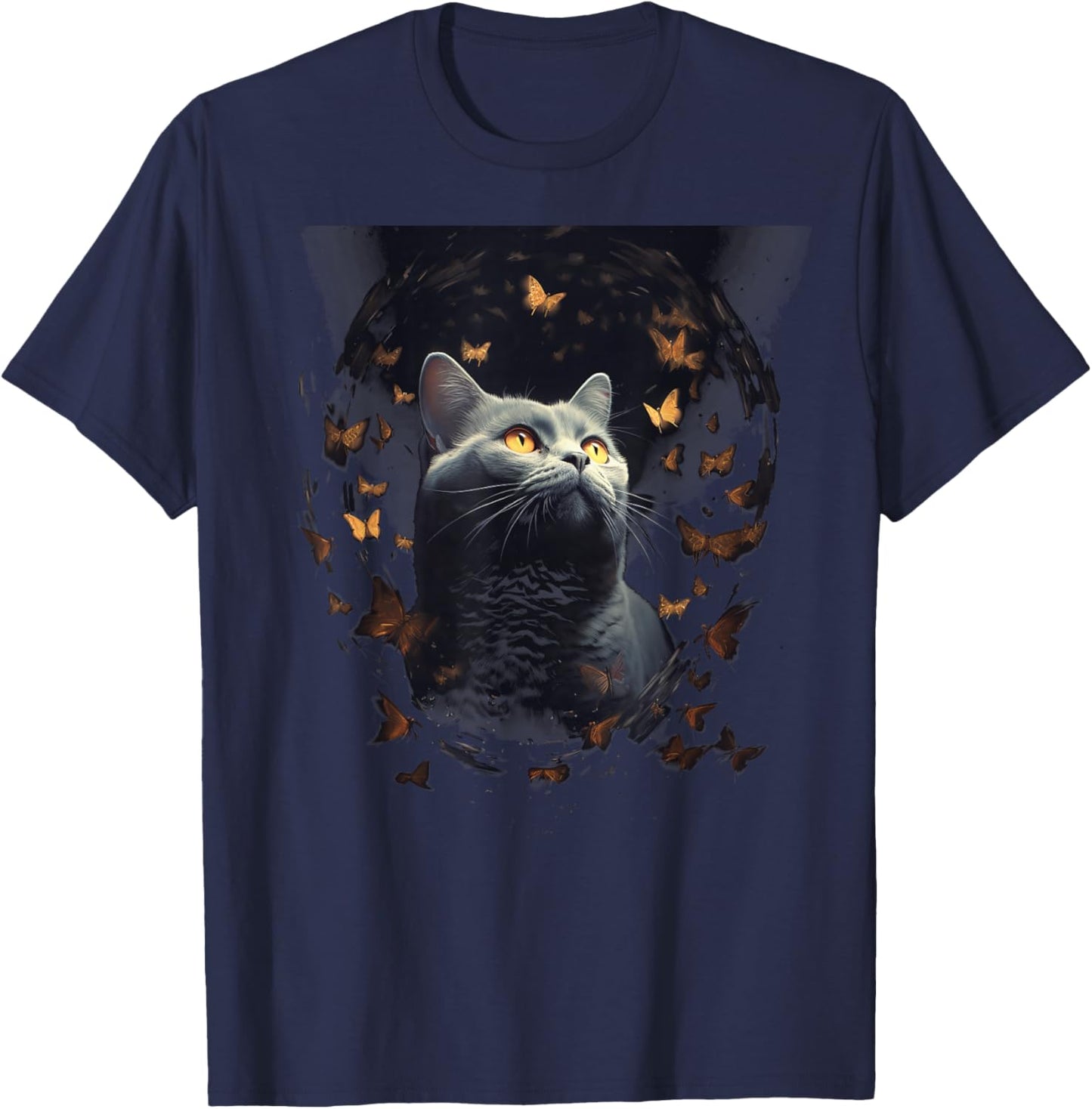 Chartreux Cat Eyes Kitty Kitten Cat Artwork Cat Face T-Shirt - T-Shirt | Navy
