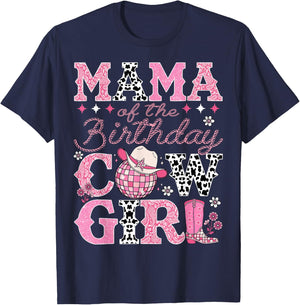 Mama Of The Birthday CowGirl Rodeo Mama Bday Party T-Shirt - T-Shirt | Navy