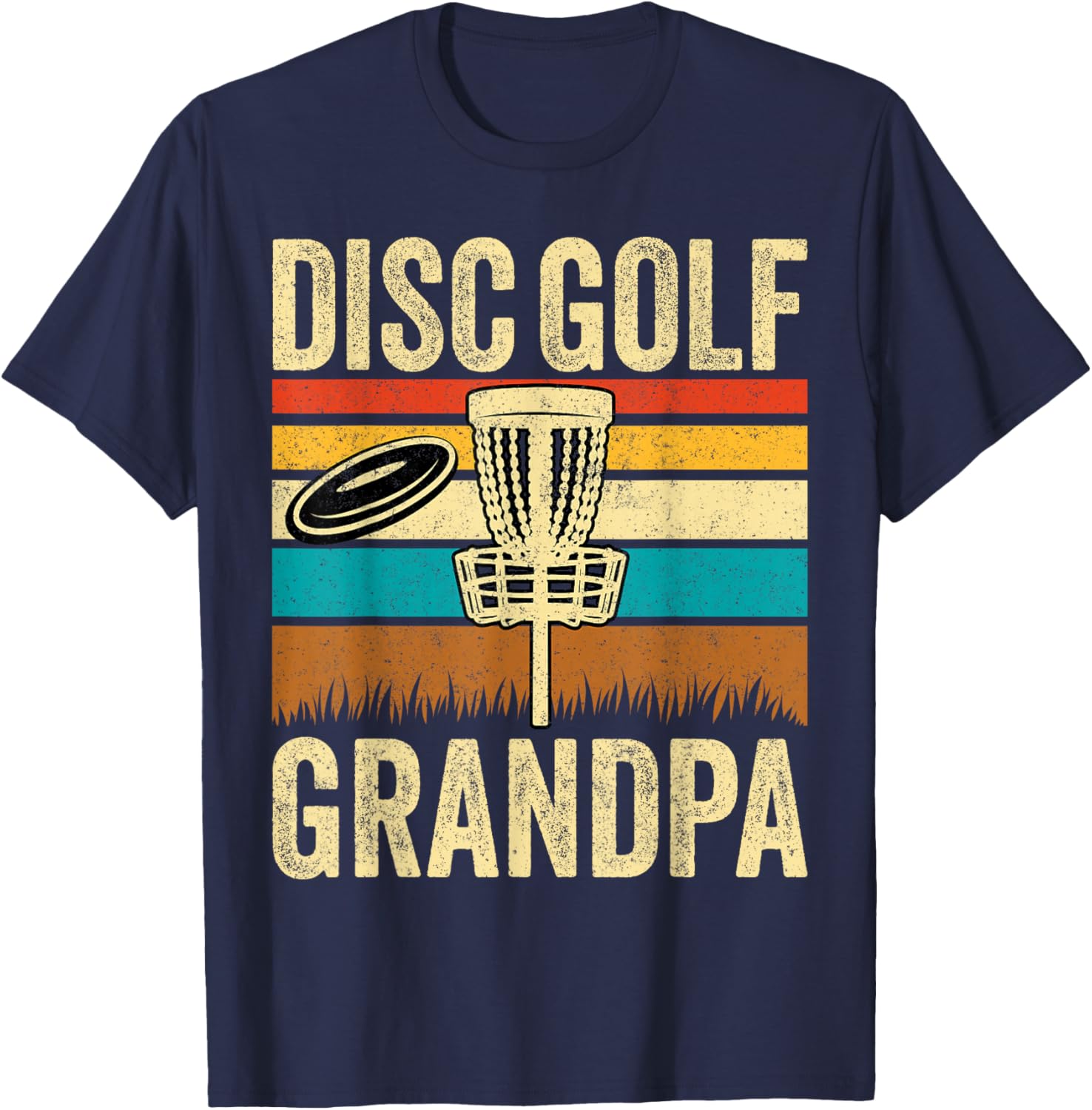 Disc Golf Grandpa - Retro Style Vintage Disc Golf Grandad T-Shirt - T-Shirt | Navy