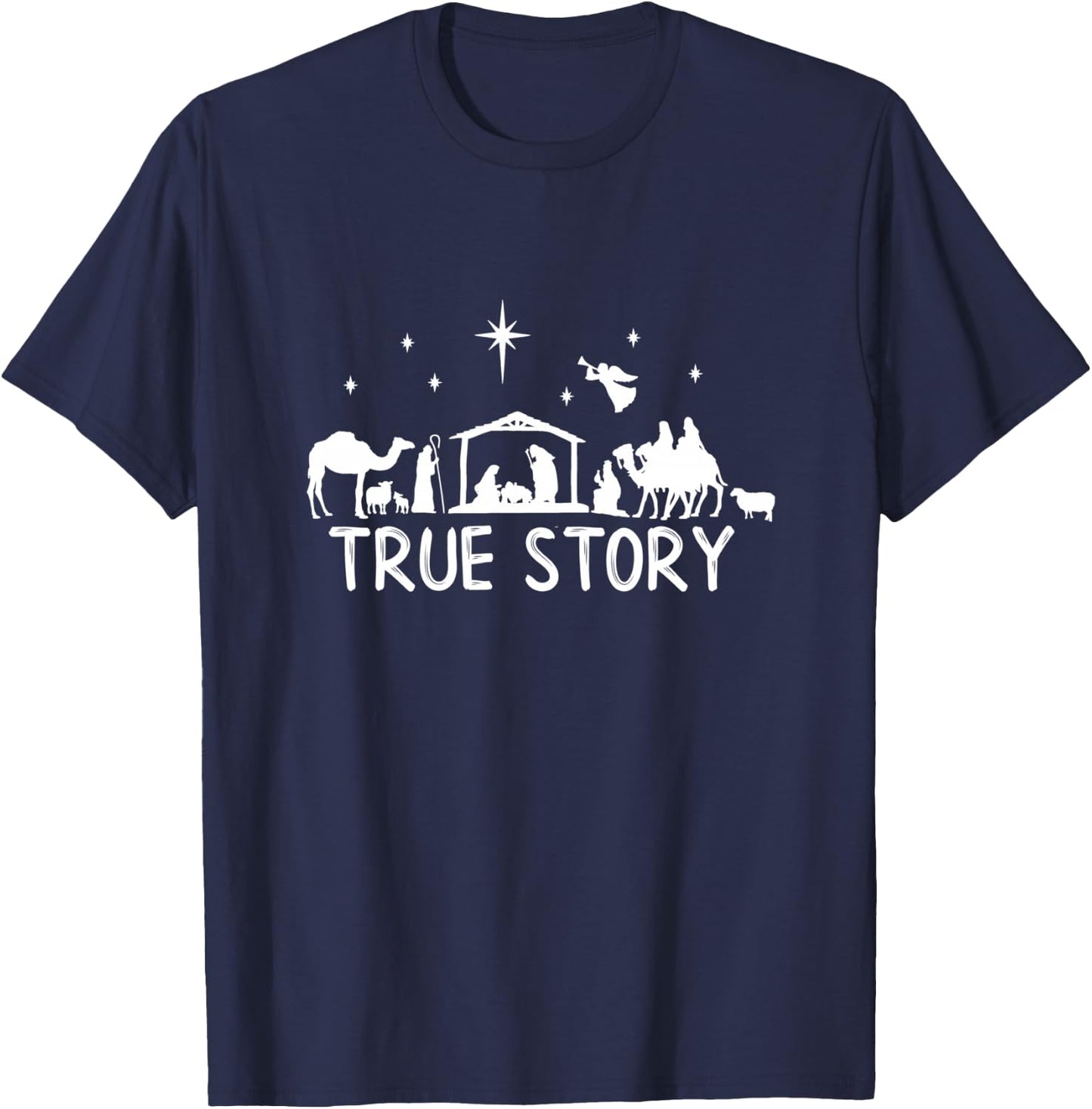 True Story Nativity Christmas Shirt Manger Jesus T-Shirt - T-Shirt | Navy