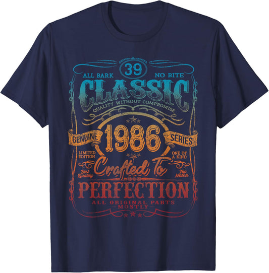 Vintage 1986 Limited Edition Shirt 39 year old 39th Birthday T-Shirt - T-Shirt | Navy