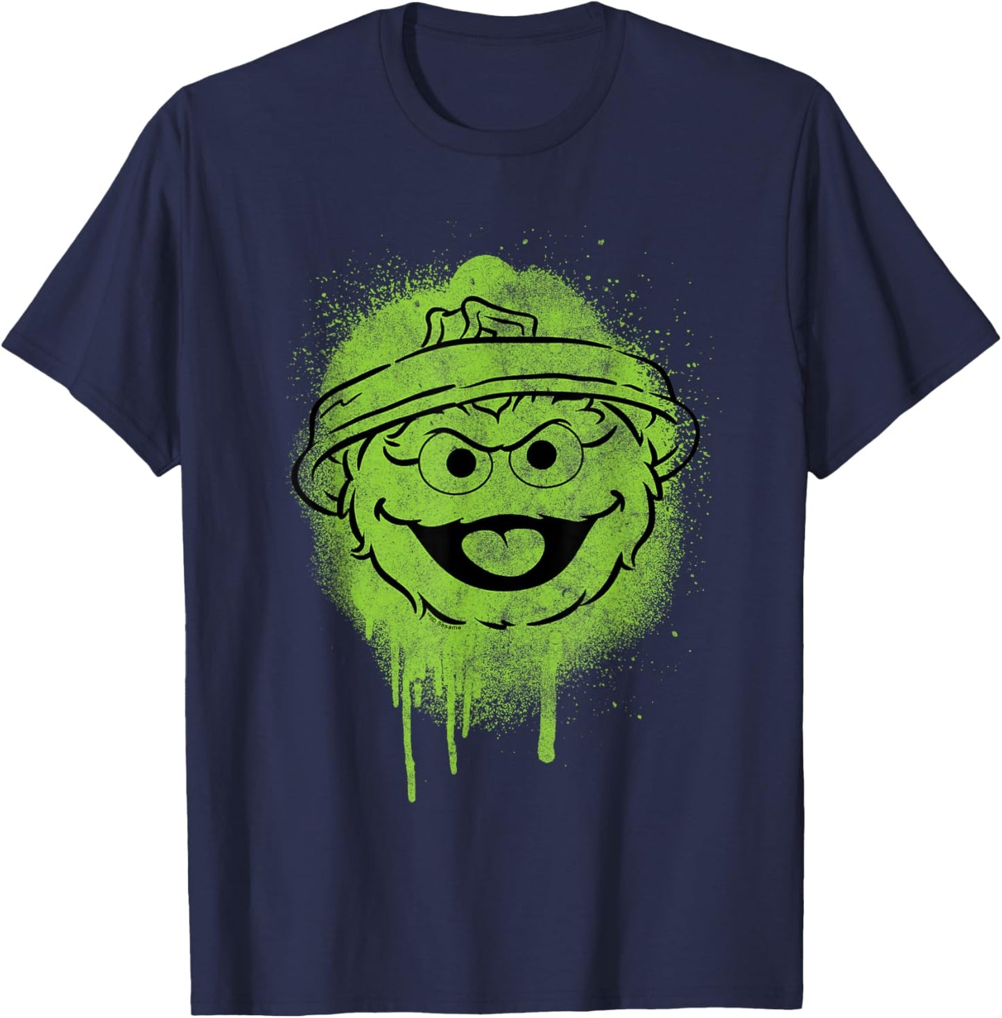 Sesame Street Oscar Graffiti Face Halloween Costume T-Shirt - T-Shirt | Navy