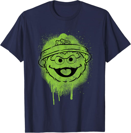 Sesame Street Oscar Graffiti Face Halloween Costume T-Shirt - T-Shirt | Navy
