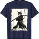 Samurai Cat Ukiyo-e Vintage Art Warrior Graphic T-Shirt - T-Shirt | Navy