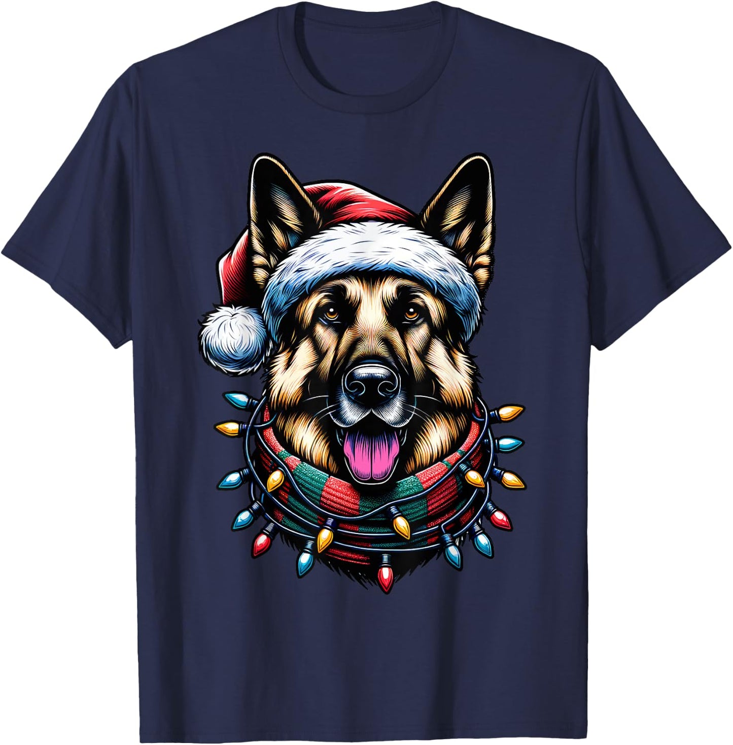 Christmas German Shepherd Xmas Shepherd Mom Dog Lover T-Shirt - T-Shirt | Navy