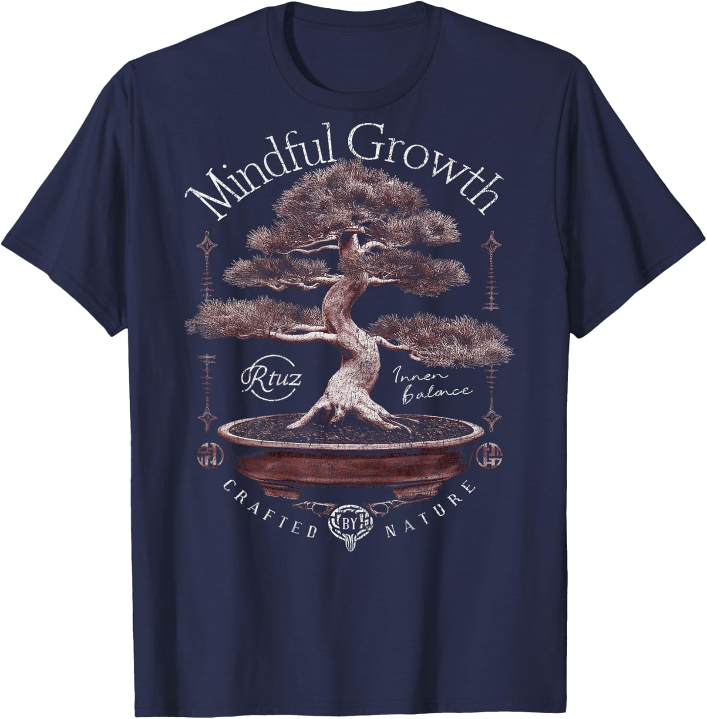 Hip Hop Urban Vintage Edgy Y2K Back Print Streetwear Bonsai T-Shirt - T-Shirt | Navy