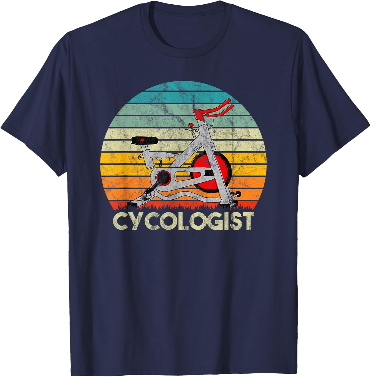 Cycologist Indoor Cycling Bike Stationary Exercise T-Shirt - T-Shirt | Navy
