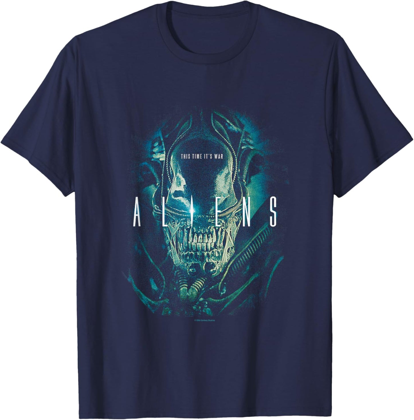 Aliens Iconic Xenomorph This Time It's War Big Chest Poster T-Shirt - T-Shirt | Navy