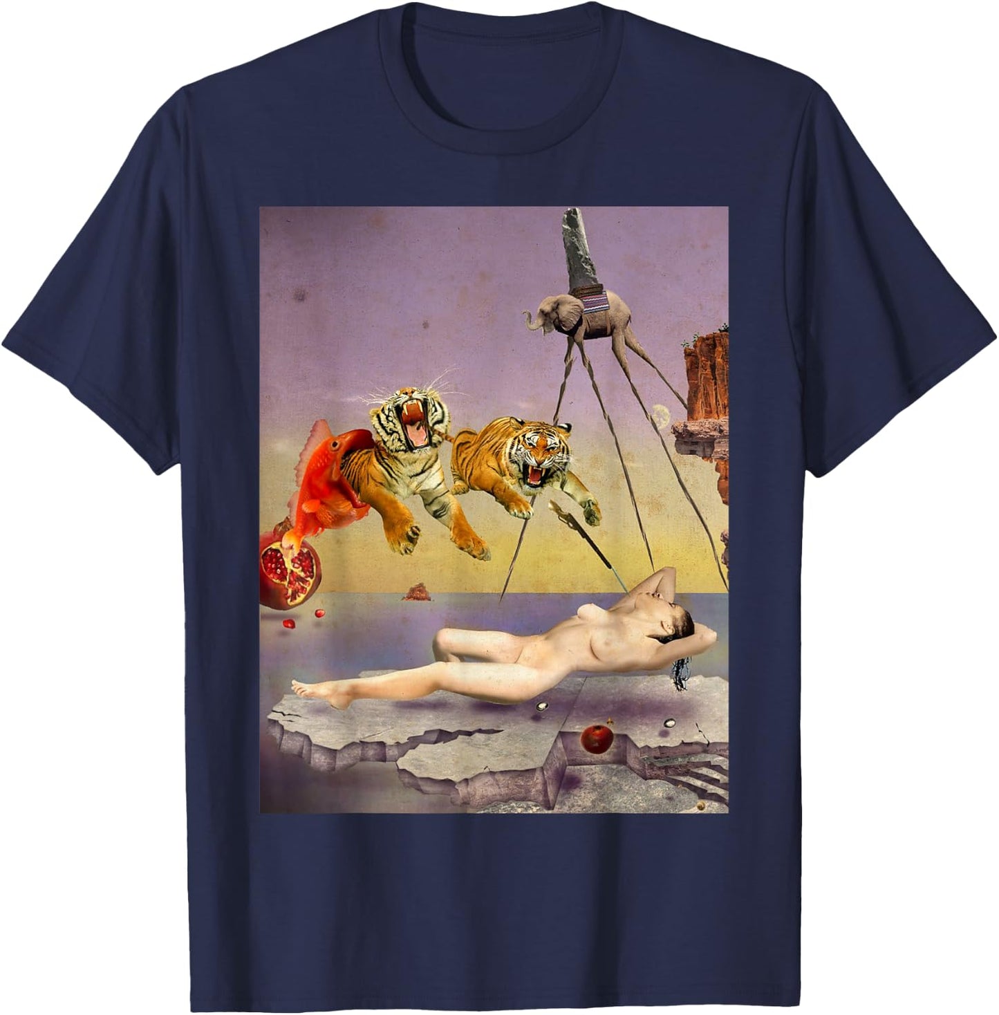 Dream caused by the flight of a bee of Dali T-Shirt - T-Shirt | Navy