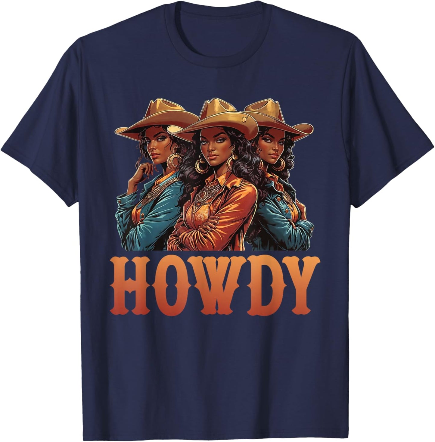 African Melanin Cowgirl Rodeo Western Black History Month T-Shirt - T-Shirt | Navy