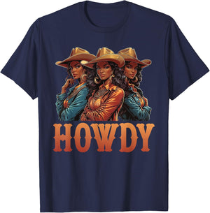 African Melanin Cowgirl Rodeo Western Black History Month T-Shirt - T-Shirt | Navy