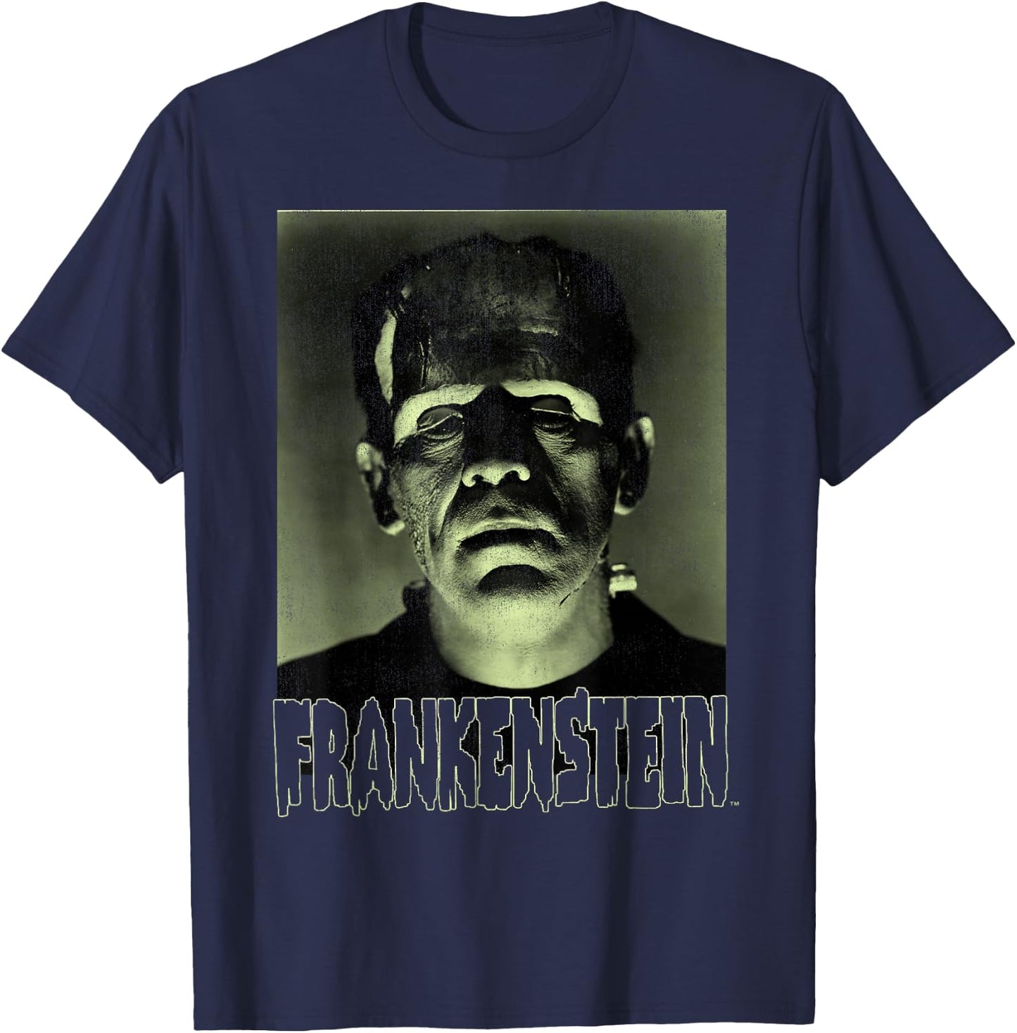 Universal Monsters Frankenstein Dark Portrait T-Shirt - T-Shirt | Navy