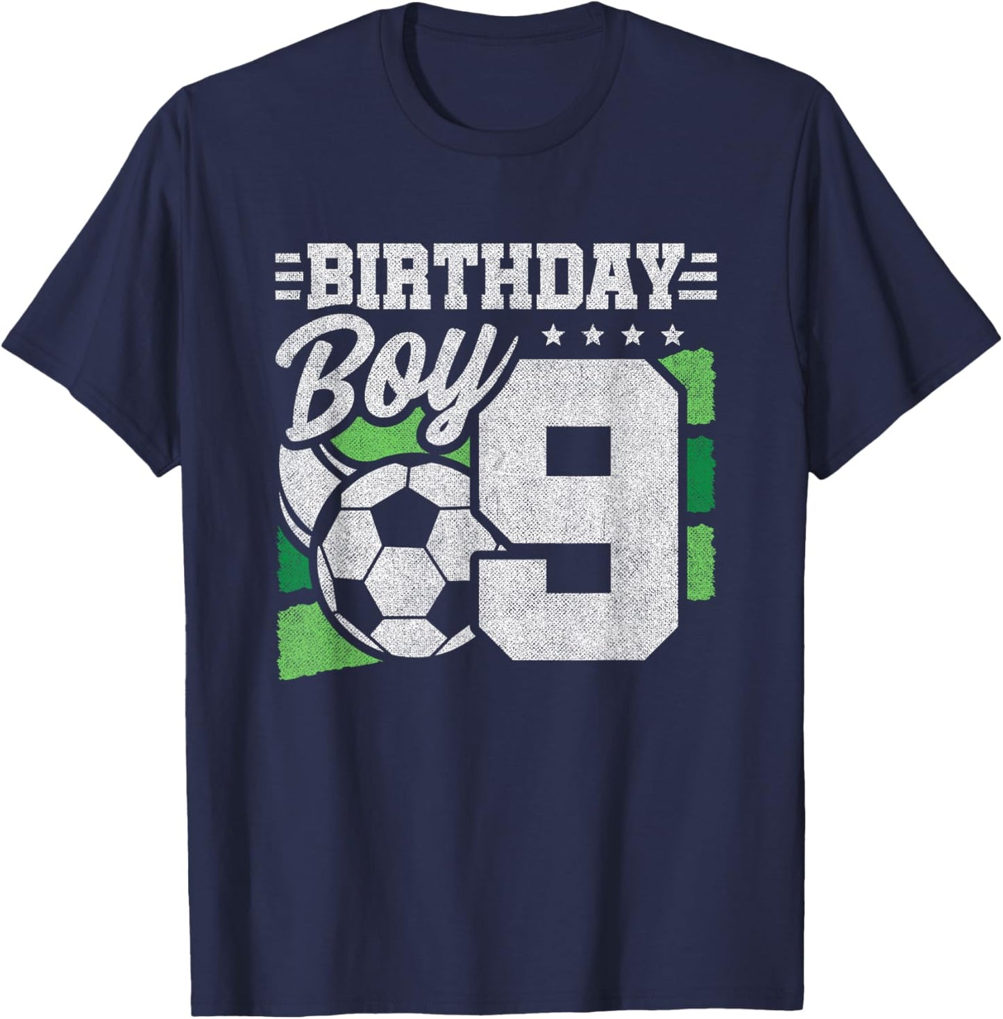 9 Year Old Soccer Birthday - Boys 9th Birthday Soccer T-Shirt - T-Shirt | Navy