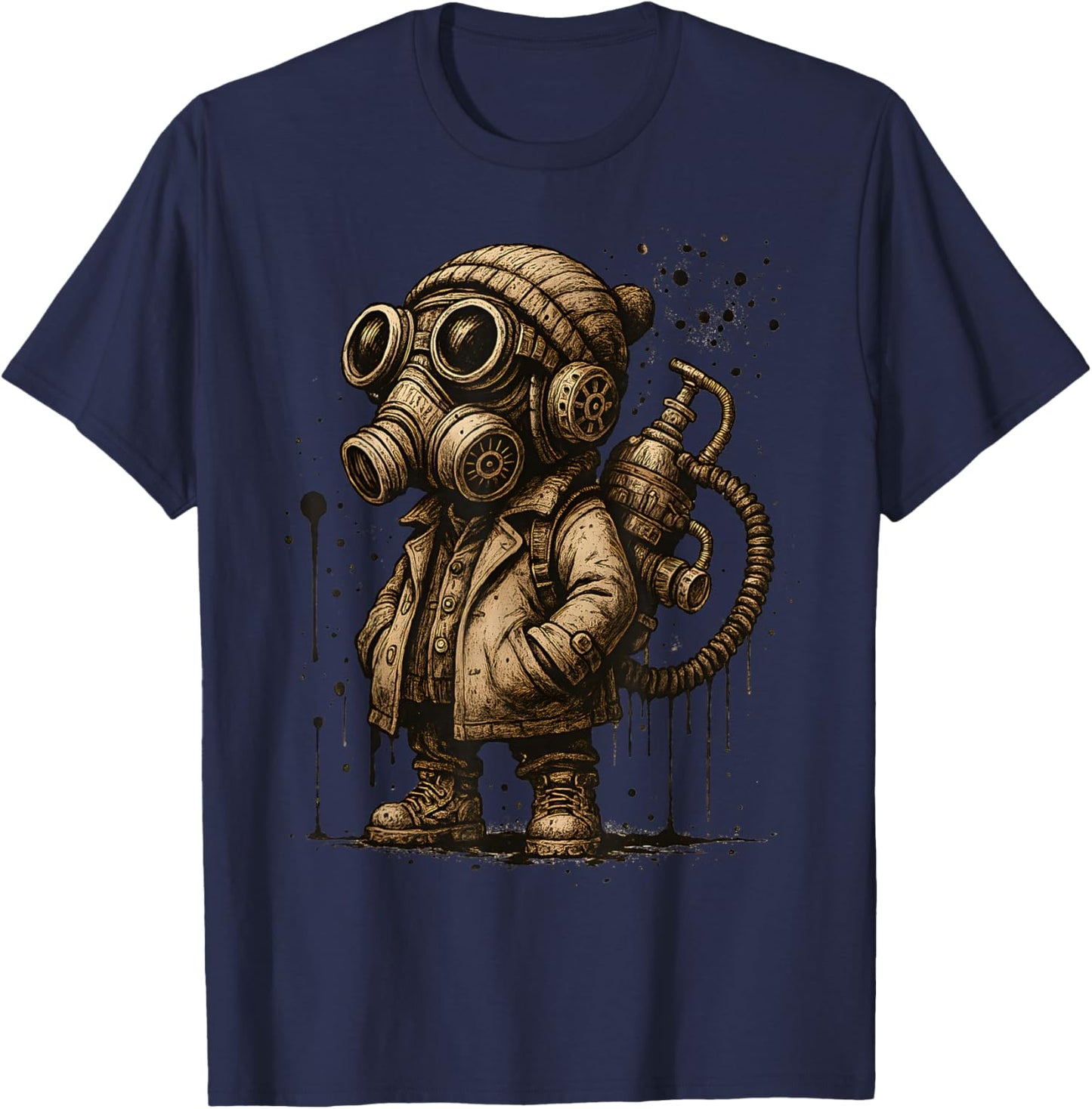 Cool Vintage Style Gas Mask Character for Kids T-Shirt - T-Shirt | Navy