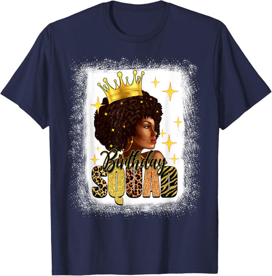 Afro Melanin Woman Bleached African American Birthday Squad T-Shirt - T-Shirt | Navy
