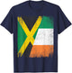 Half Jamaica Ireland Flag Jamaican Irish Pride Roots T-Shirt - T-Shirt | Navy
