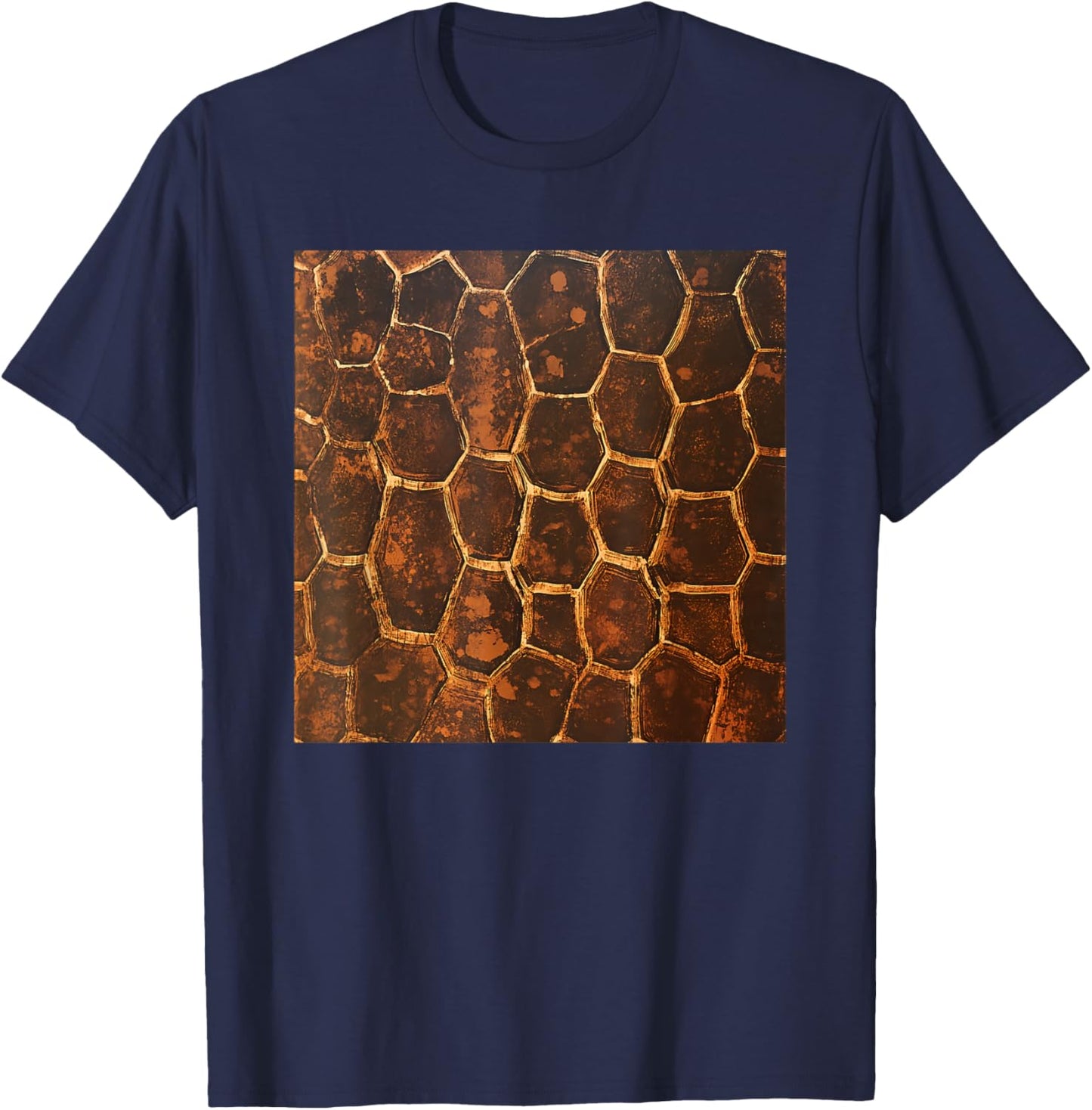 Turtle Shell Pattern Print T-Shirt - T-Shirt | Navy