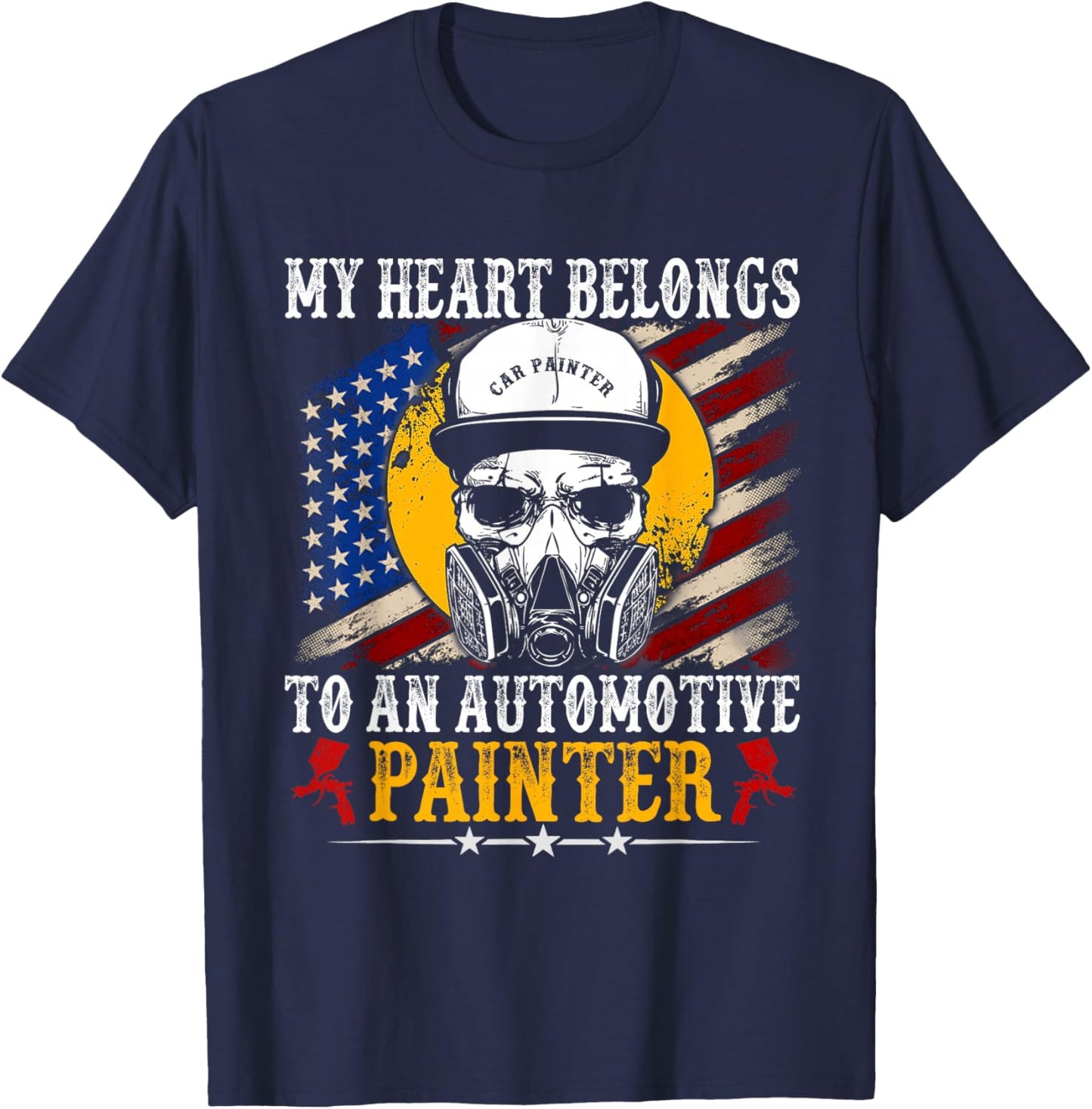 My Heart Belong Automotive Car Painter Gifts Fathers Day Dad T-Shirt - T-Shirt | Navy