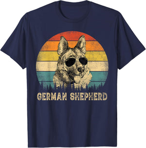 Vintage German Shepherd Dad Dog Lovers Father's Day T-Shirt - T-Shirt | Navy
