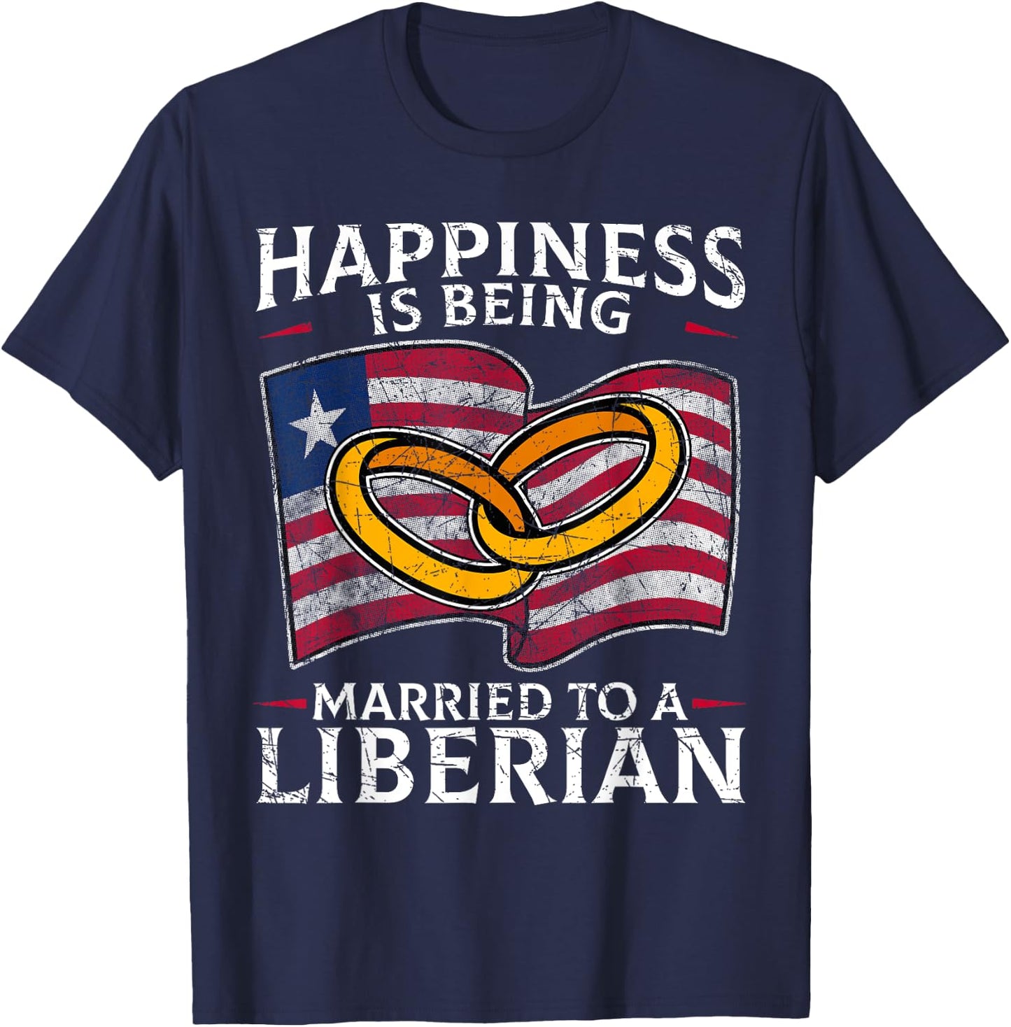 Liberian Marriage Liberia Married Wedding Heritage Flag T-Shirt - T-Shirt | Navy