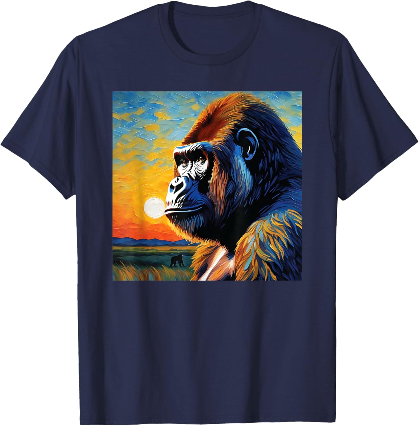 Gorilla head painting Art face for lover Silverback animal T-Shirt - T-Shirt | Navy