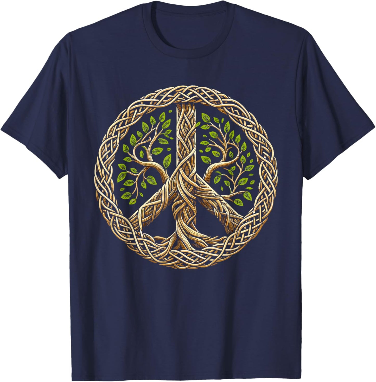 Peace Sign Tree Lover Nature Hippie T-Shirt - T-Shirt | Navy