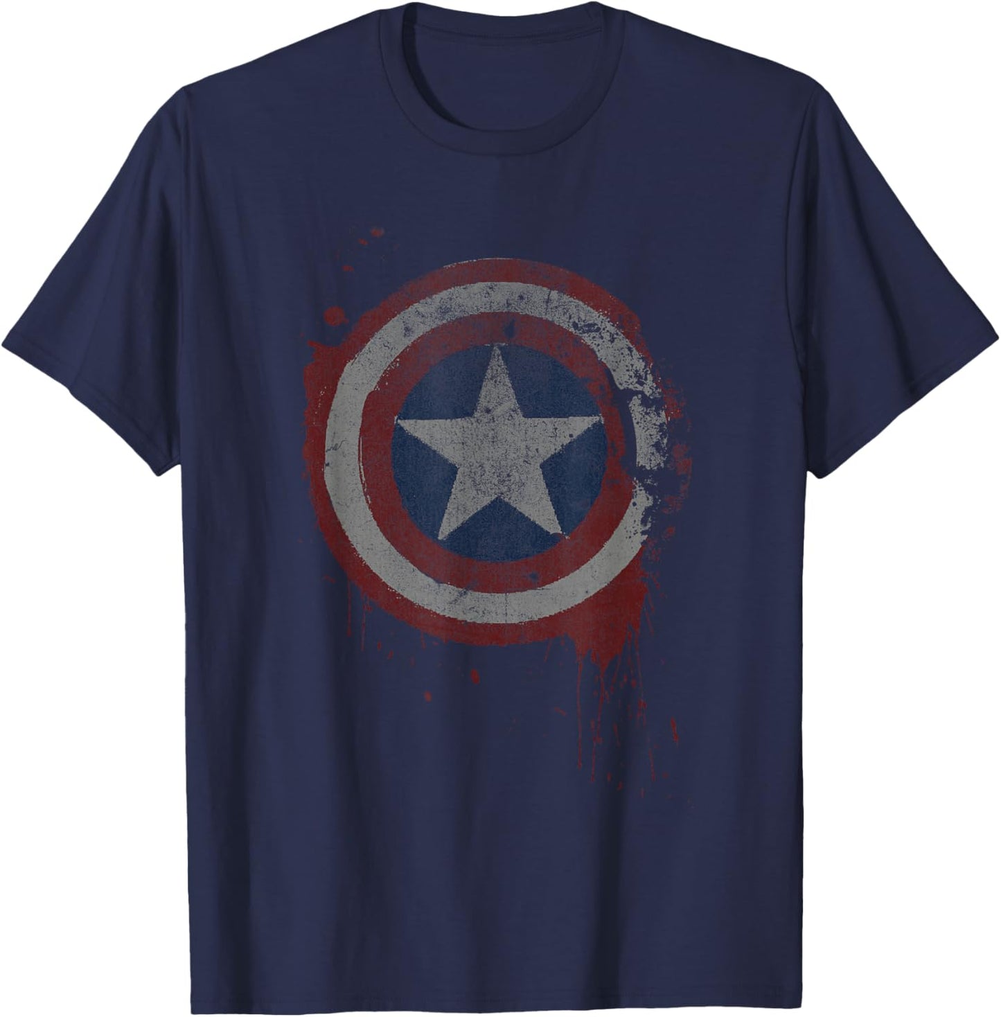 Marvel Comics Classic Distressed Drip Captain America Shield T-Shirt - T-Shirt | Navy
