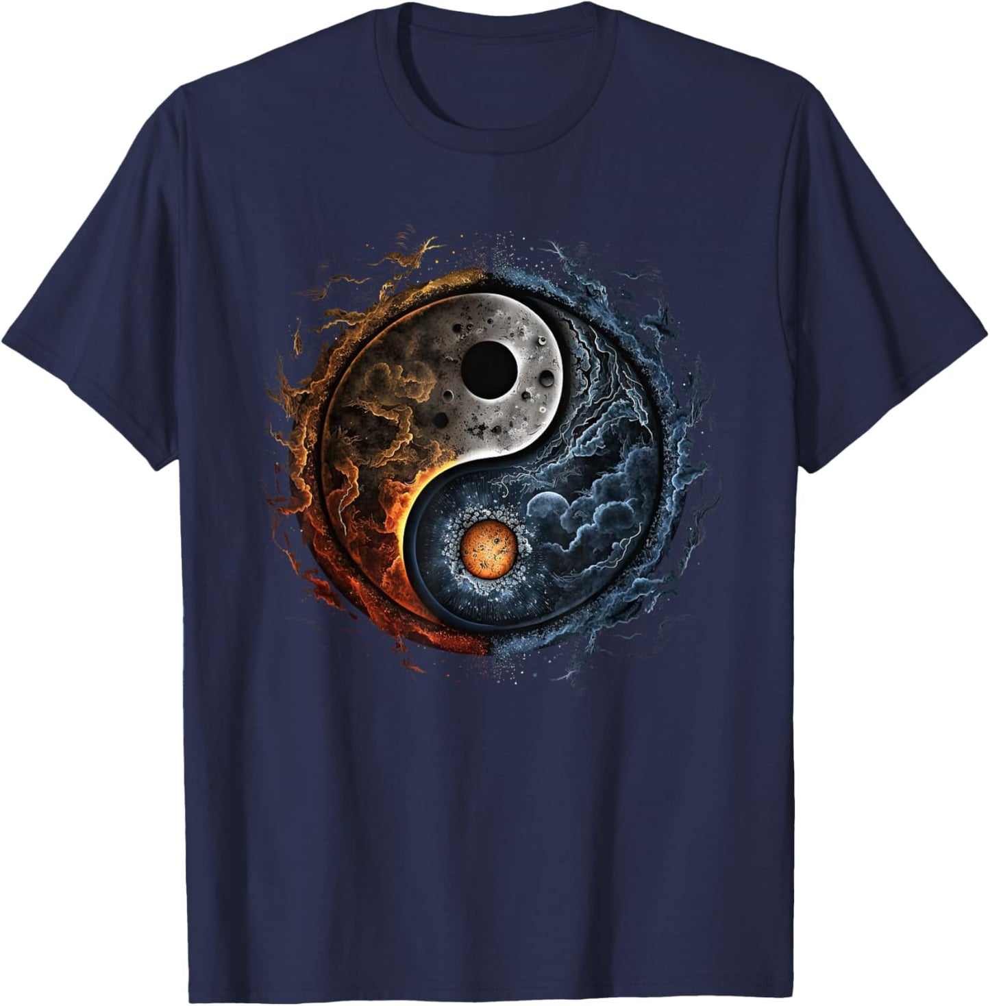 Yin Yang Cosmic Duality Art for Meditation and Peace T-Shirt - T-Shirt | Navy