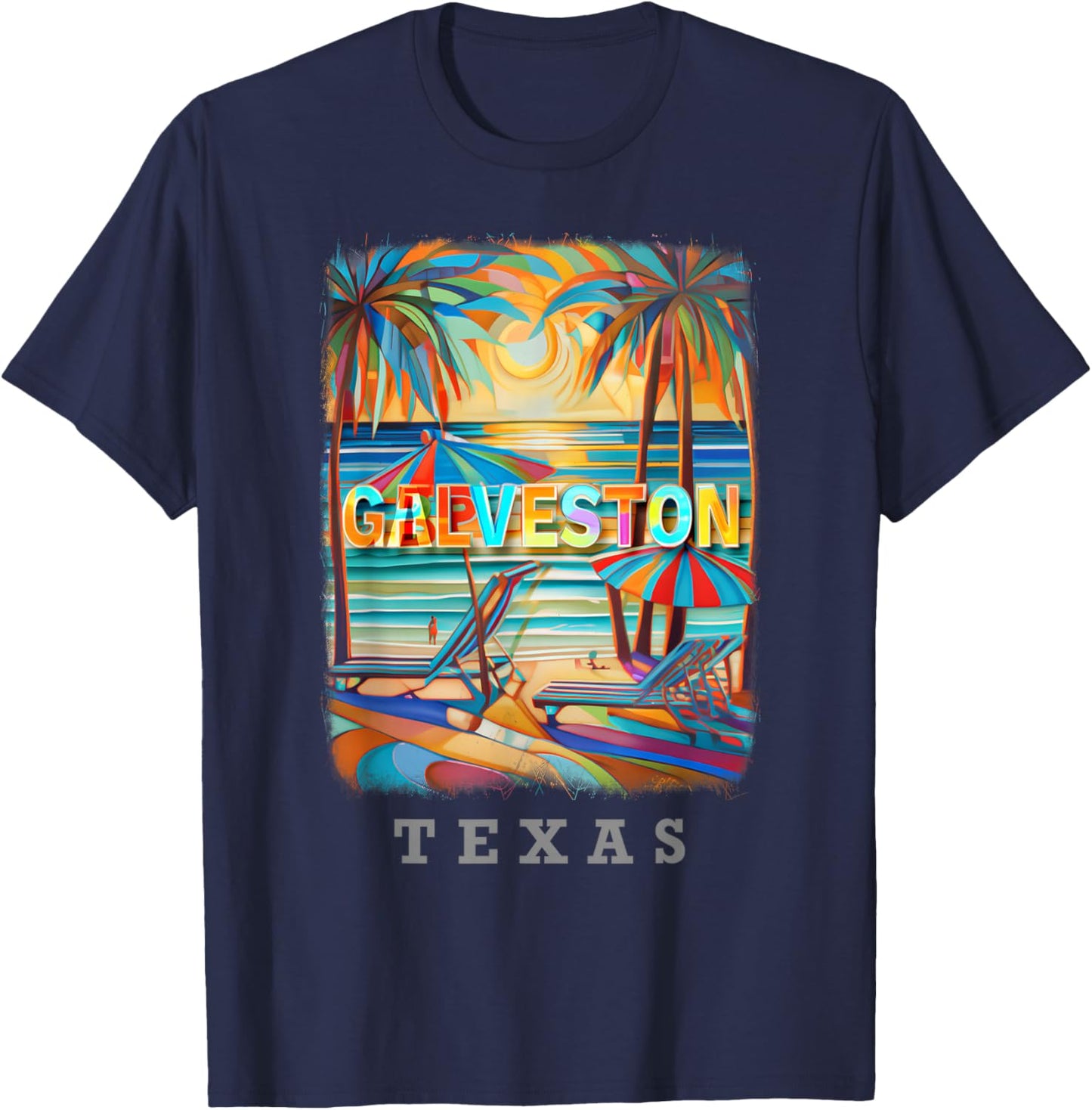 Galveston Texas TX Island Paradise SD882 T-Shirt - T-Shirt | Navy