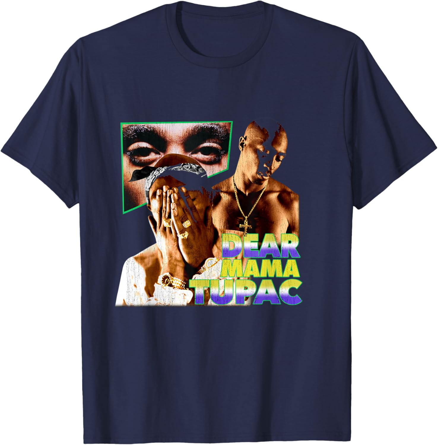 Official Tupac Dear Mama Photos T-Shirt - T-Shirt | Navy