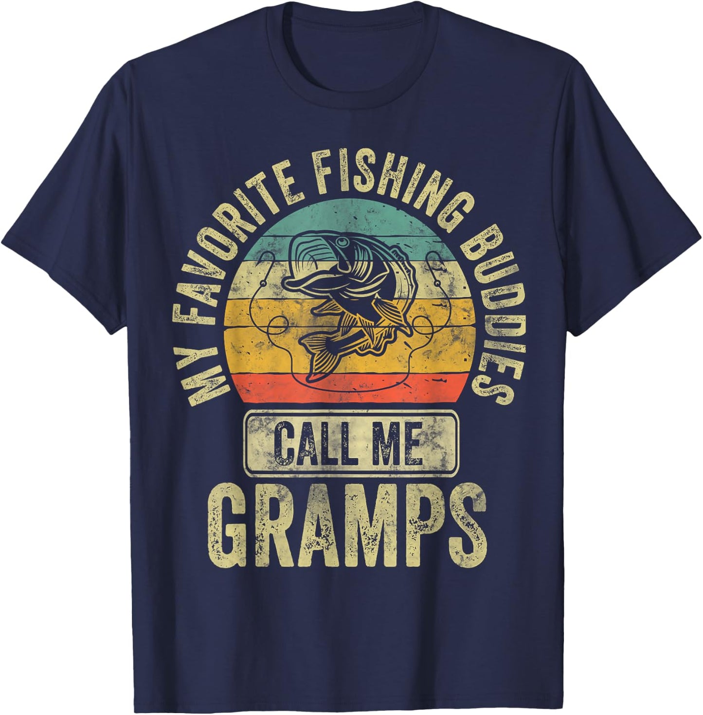 My Favorite Fishing Buddies Call Me Gramps Shirt Fisherman T-Shirt - T-Shirt | Navy