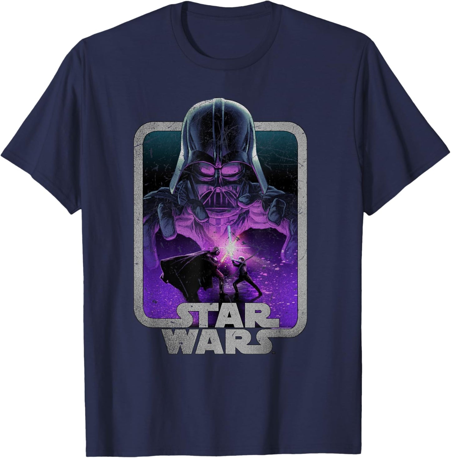 Star Wars Darth Vader vs Luke Skywalker Epic Poster Card T-Shirt - T-Shirt | Navy