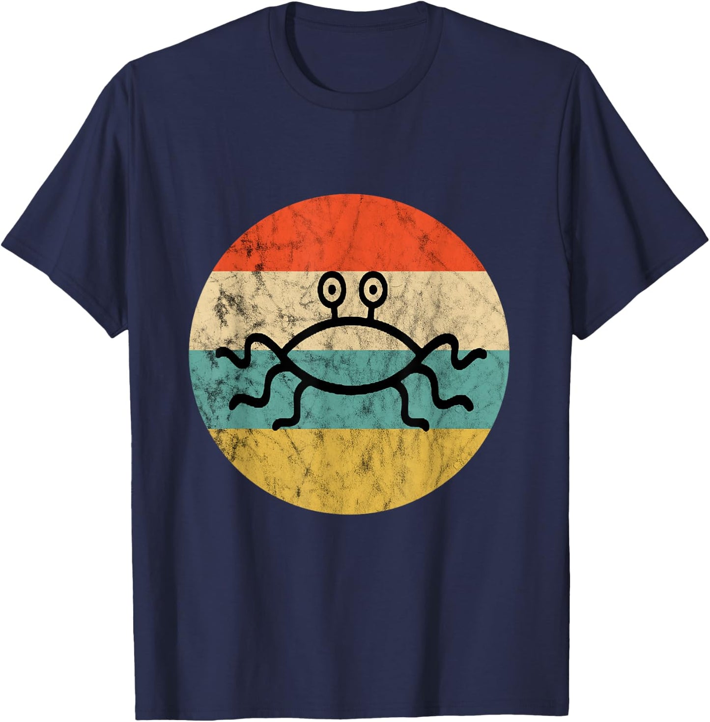 Flying Spaghetti Monster Pastafari Retro Sunset Church FSM T-Shirt - T-Shirt | Navy